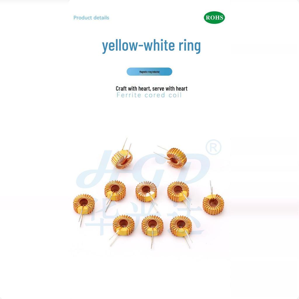 Yellow-White Ring Core Inductor 5026 Series: 100/120/150/220/330 µH Toroidal Energy Storage Filter Coil