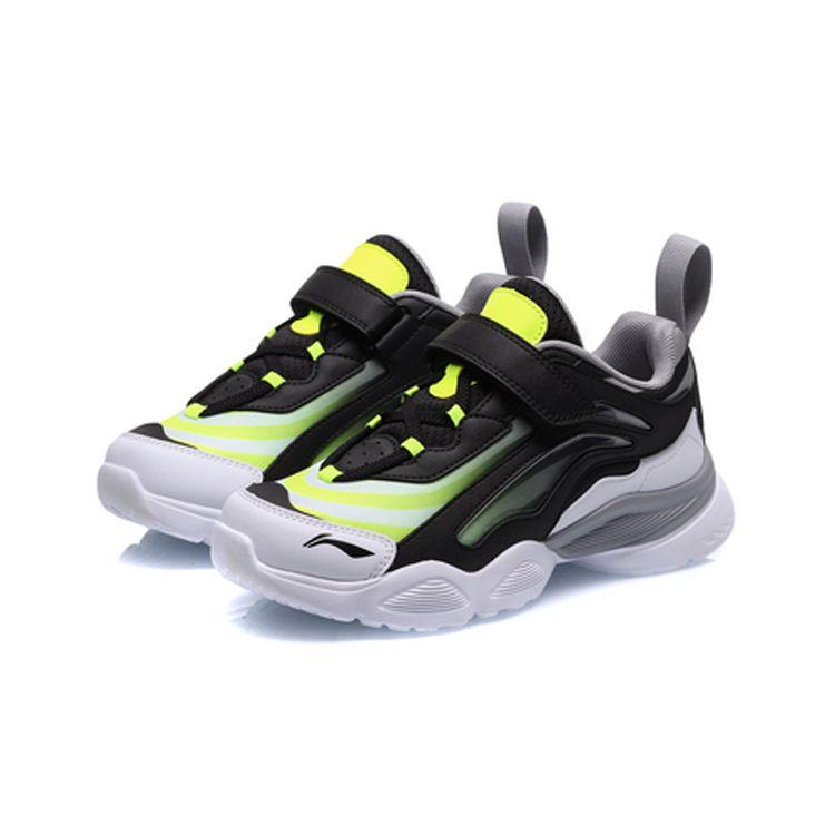 Li Ning Kids Big Aurora Sports Trend Low Top Running Shoes Kids Running Shoes Black Gray Green YKCQ274-17