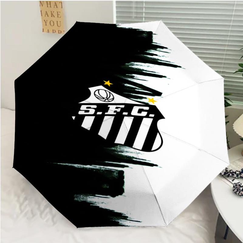 Santos SFC Logo Print Automatic Umbrella, 8 Rib Iron Frame, Plastic Handle, Suitable for Outdoor Travel &Daily , Ideal Gift