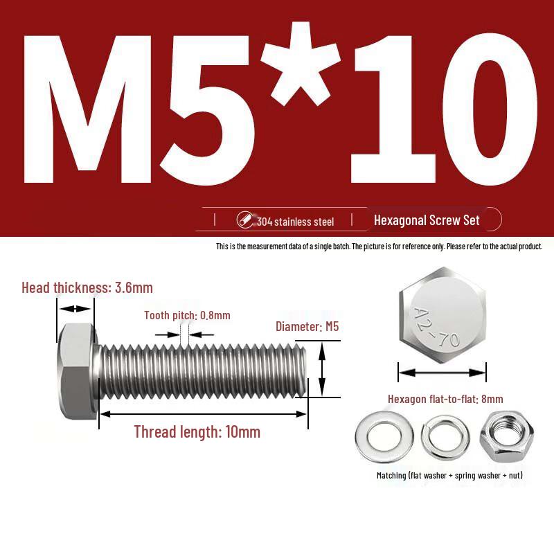 Yishuxiang 304 Stainless Steel Hex Head Fastener Kit