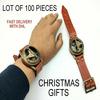 Lotto di 50 Pz Orologio da Polso Bussola Meridiana Nautica in Ottone Marittimo Pelle nautico Natale