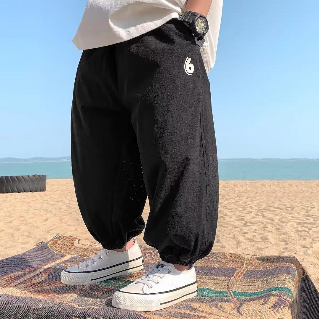 

Брюки для мальчиков весна-лето-осень Брюки для детей и подростков Тонкие детские спортивные прямые брюки Модные брюки с тремя полосками Модные 170 чёрный