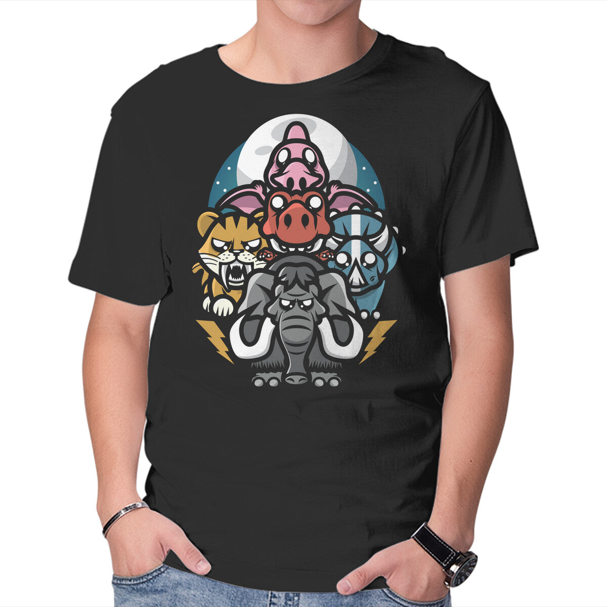 Unisex Crew Neck T-Shirt Mighty Animals Graphic Short Sleeve Casual Tee XS