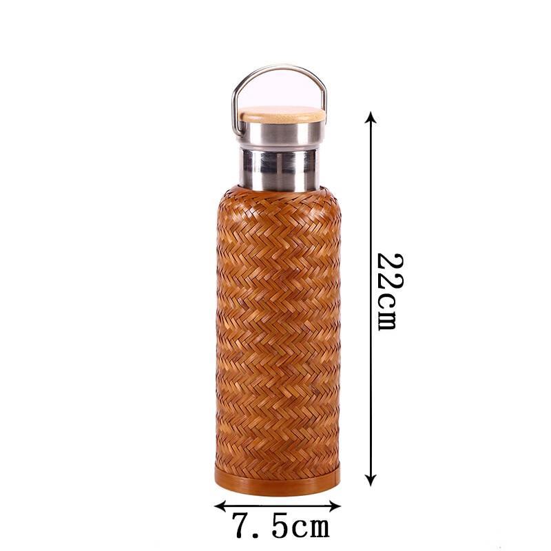 ZISIZ Hand-Woven Bamboo Thermos Bottle 500ml
