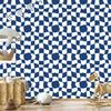 Wallpaper Casual Checkerboard Blue and White for Living Room and Bedroom 50x1000