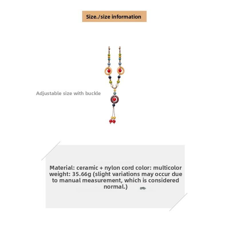 Meier Bohemian Retro Ceramic Braided Rope Necklace Women's New Chinoiserielong Tassel Sweater Chain