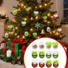 Pacote com 12 peças de enfeites de árvore de Natal com cabelo verde, acessórios de decoração fofos