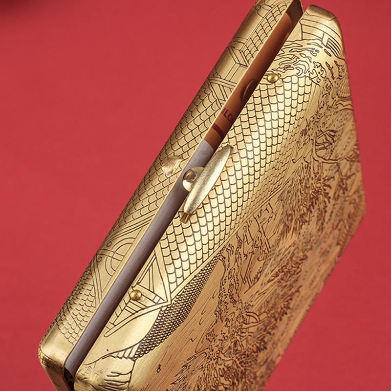 Double Gun Qingming Shanghe Tu 20-Capacity Cigarette Case - Personalized, Portable, Moisture-Proof Men's Gift Box