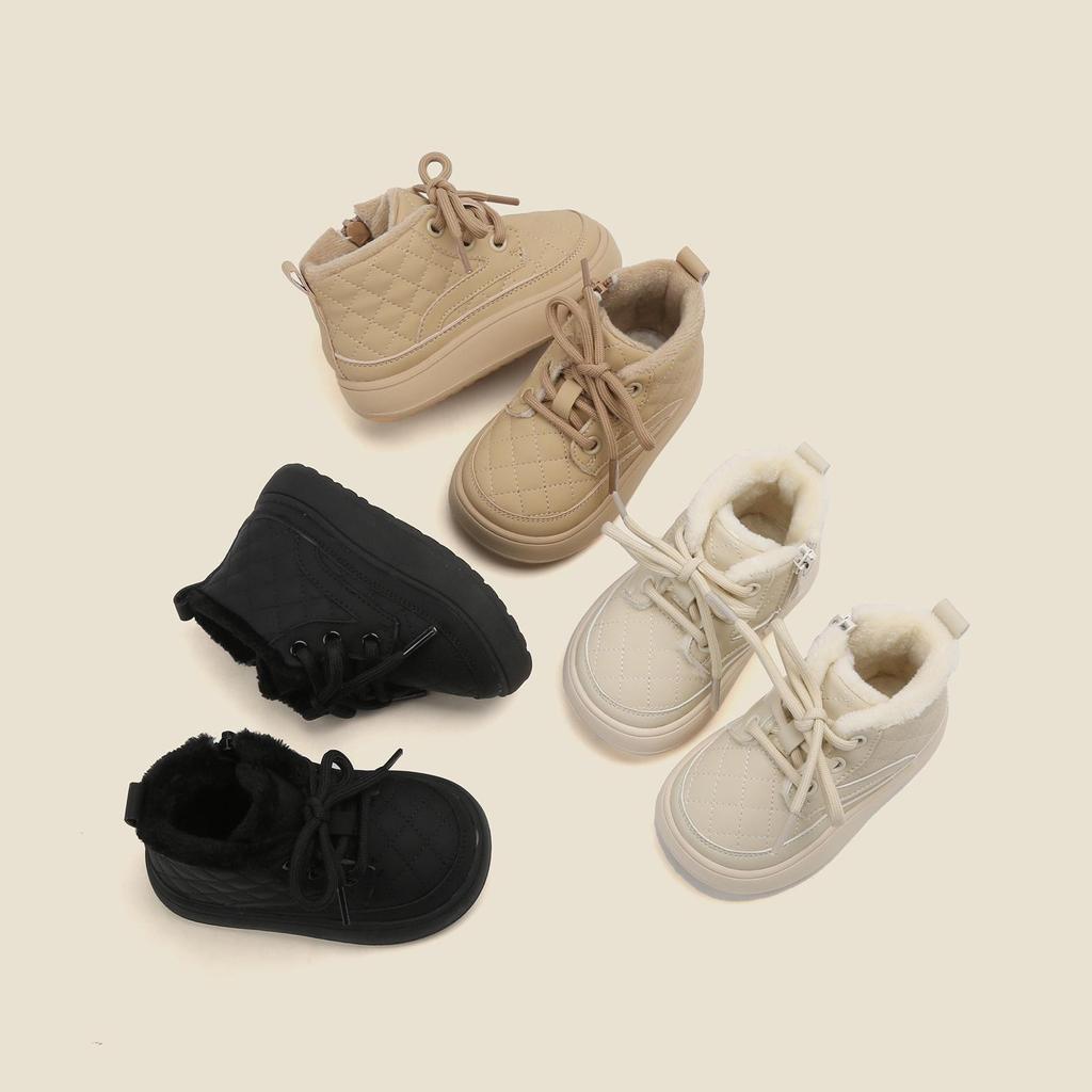 Winter-Gehschuhe für Kleinkinder aus Leder: Koreanische Kinderschneestiefel mit Fleece & Baumwolle für Babys und Mädchen.