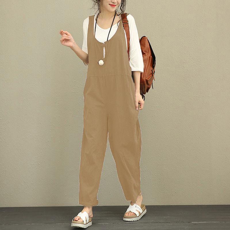 European and American Spring Loose Fit Pocket Jumpsuit