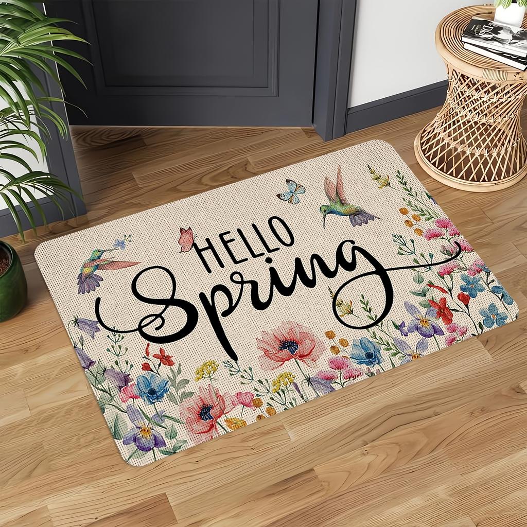 1Pcs Anti Fatigue Kitchen Rugs Bird ColorfulFlowers Print Waterproof Non-Slip Thick Cushioned Kitchen Mat Heavy Duty Comfort Standing Mat for Kitchen