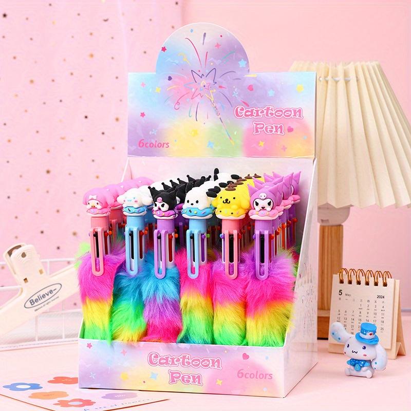 

36Pcs Kuromi Sanrio Cartoon Donut Styling Fur Six-color Ballpoint Pen for Girls with High Appearance Multi-color Hand Pen Cute Creative Gift Pen 0.7mm Random style 36pcs