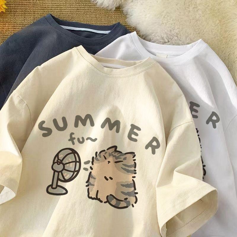 Cartoon short-sleeved T-shirt new oversize design sense niche American loose and versatile short-sleeved top M