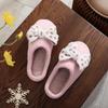 Fashion 2025 Winter New Style Women's Dot Bow Design Cute Indoor Casual Cotton Slippers Soft Soled Comfortable Warm Short Plush Deaggers