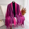 Fashion Solid Cashmere Warm Scarf for Women New Design Pashmina Winter Double Color Shawl Wraps Bufanda Tassel Blanket Poncho