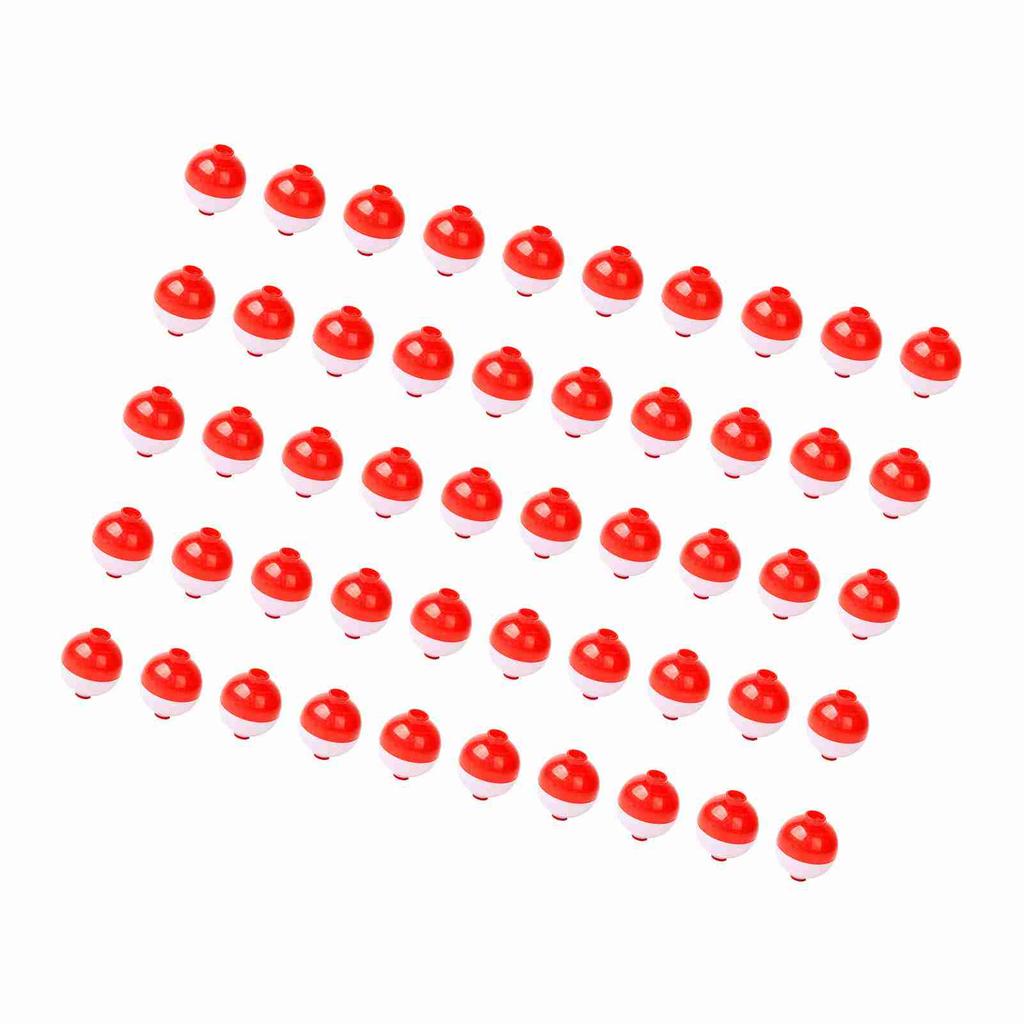 50pcs Fishing Bobbers 1 Inch Snap On Float Red and White Bobbers Push Button Round Buoy Floats Fishing Tackle