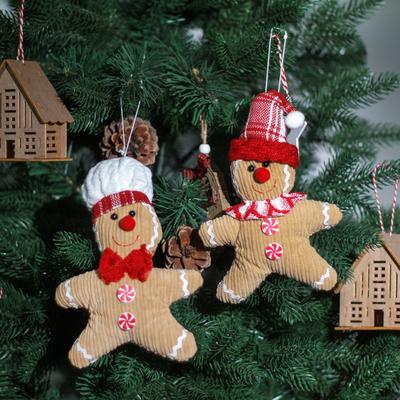 1/2Pcs Christmas Gingerbread Man Doll Plush Stuffed Doll Toy Gingerbread Pendant Christmas Tree Hanging Decorations for Fireplace Display