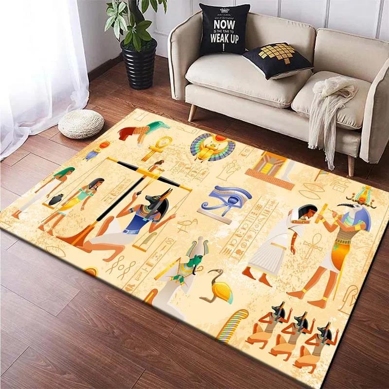 Ägyptische Pharaonische Malerei Teppiche für Schlafzimmer Heimdeko Altes Ägypten Gott Katze Anubis Teppich Fußmatten für Wohnzimmer Rutschfest
