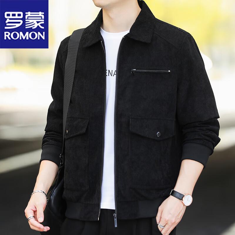 ROMON Men's Corduroy Lapel Casual Jacket