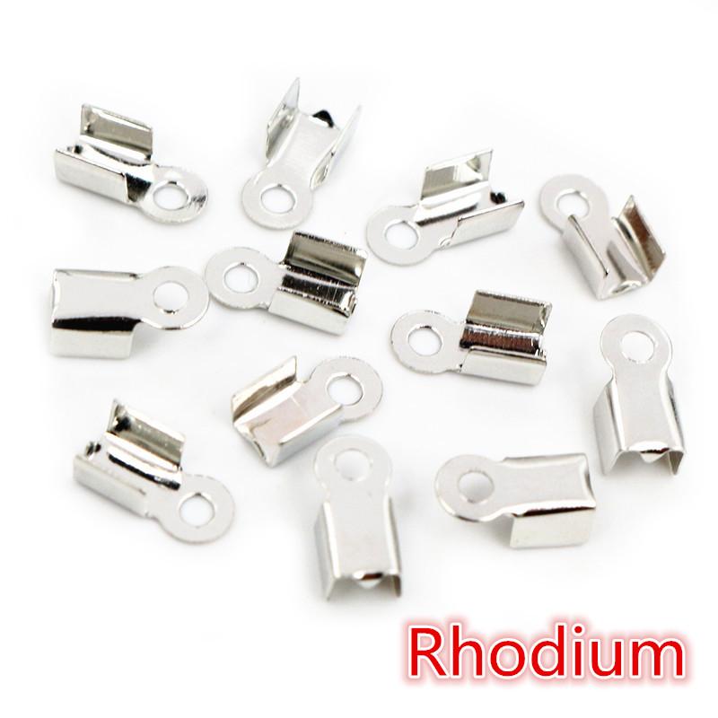 200pcs/lot Cove Clasps Cord End Caps String Ribbon Leather Clip Tip Fold Crimp Bead Connectors For DIY Jewelry Making Findings