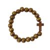 Men's Solid Color Wood Bead Cross Pendant Bracelet European and American Style Black Wood Retro Handmade Bracelet