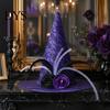 Fashionable Theme Event Hat Halloween Star Witch Hat, Mesh Veil Rose Feather Cone Adult Party Hats for Women, Gothic Costume Headwear, Cosplay