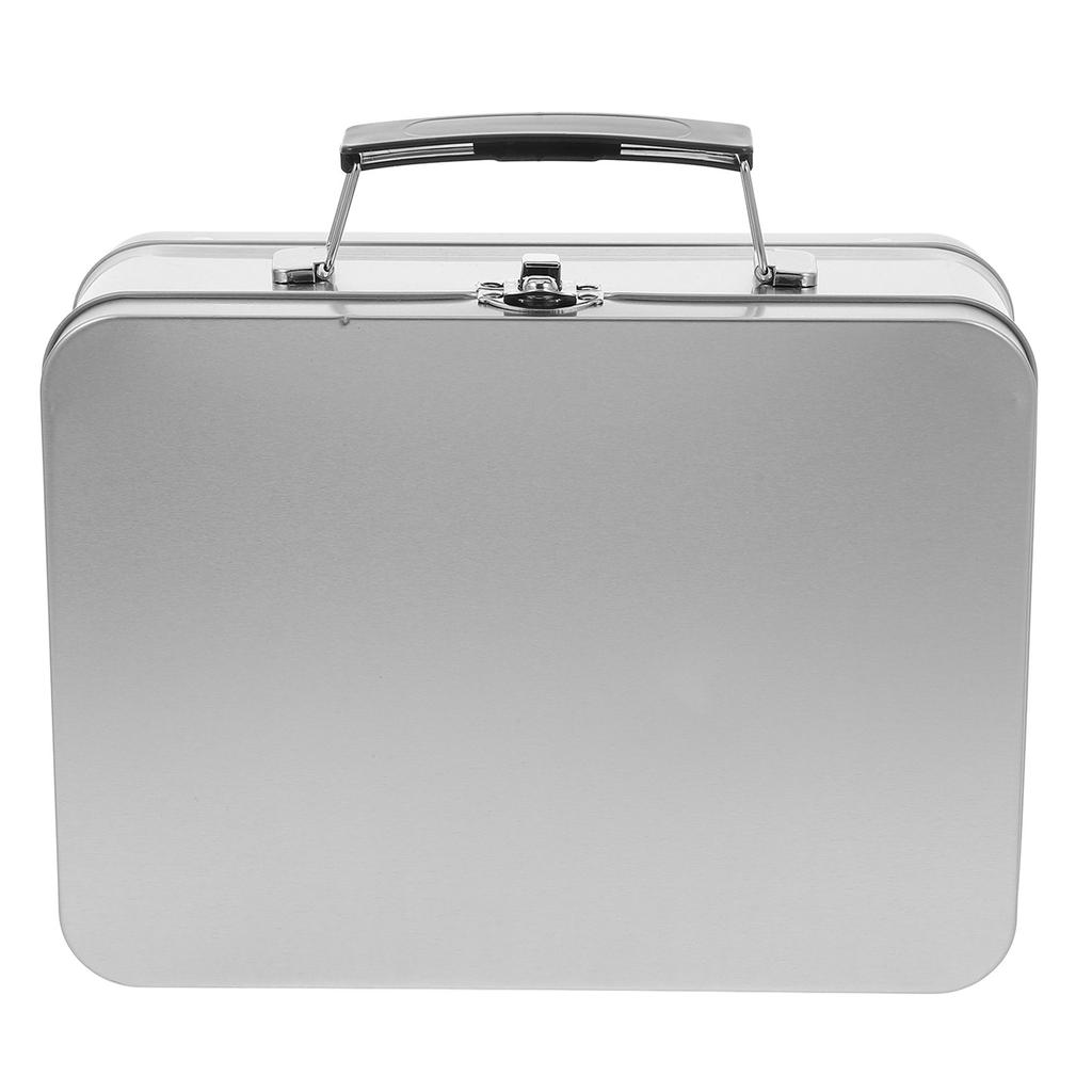 Handheld Retro Metal Lunch Box Tinplate Food Storage Container Clasp Lid Spacious Leakproof Design for Meals Snacks
