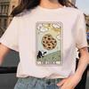 Tarot Card Flower Funny Time Graphic Print T Shirt Fashion Casual Crew Neck Short Sleeve  T Shirt Women