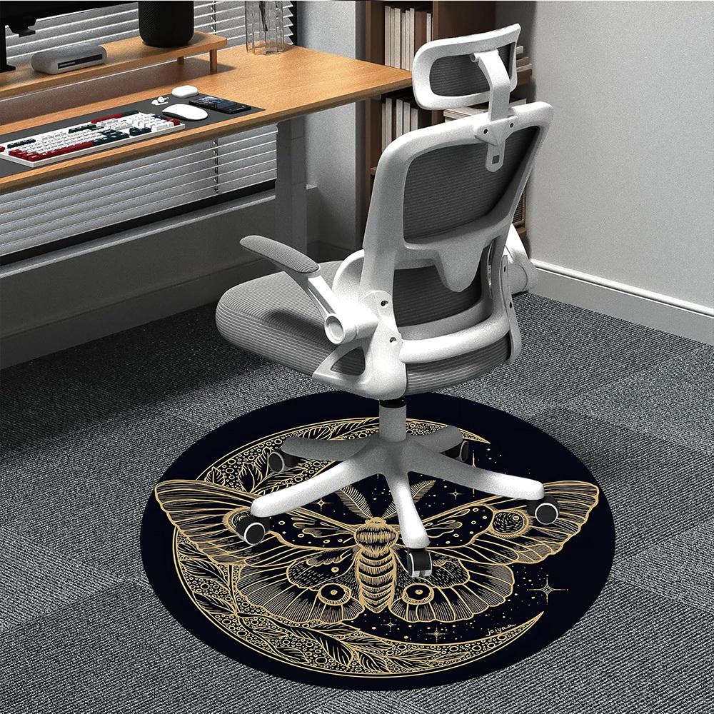 1pc Moth Crescent Moon Carpet, Round Non Slip Durable Large Size Office Carpet, Suitable for Office
