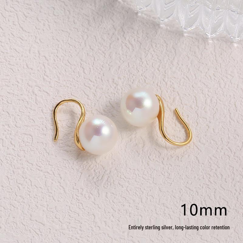 2025 Pure Silver Pearl Stud Earrings for Women - High-End Feel with Ear Drops & High Heels Ear Hooks