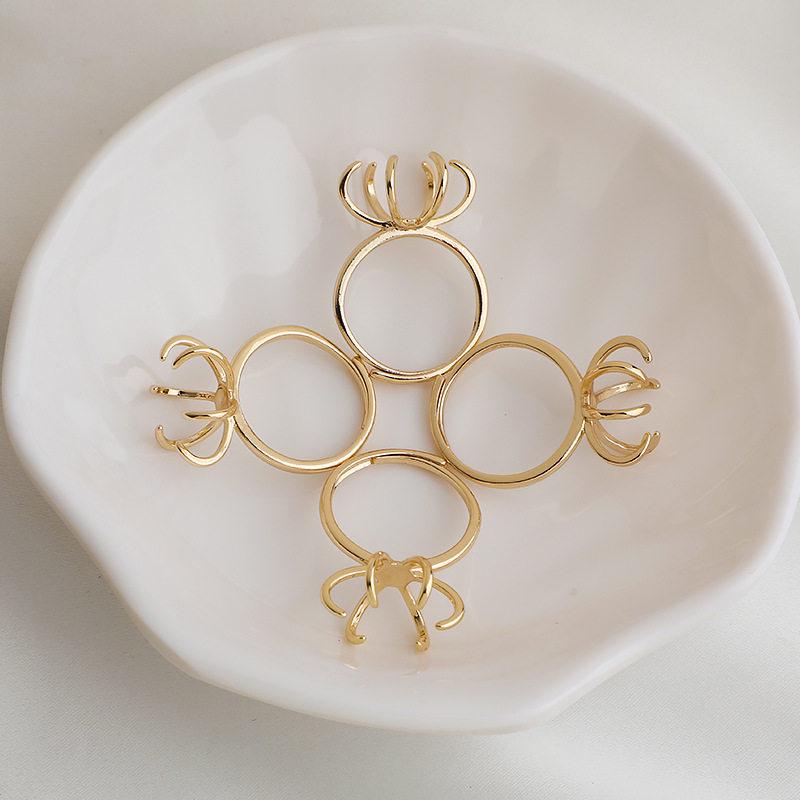 14K Gold Plated Adjustable Ring Base with Natural Irregular Stone