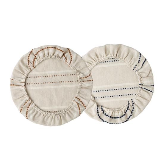 Washable Kitchen Bowl Protectors Sourdough Jars Covers, Reusable Elastic Linen Retro Striped Breathable Fabric Covers for Fermented Dough Cloth