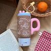 Large Capacity Ceramic Inner Insulated Mug With Straw For Office And Travel Use