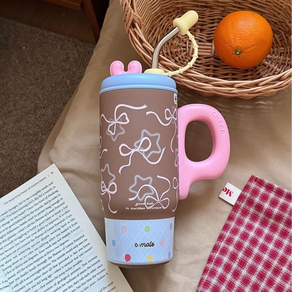 Large Capacity Ceramic Inner Insulated Mug With Straw For Office And Travel Use