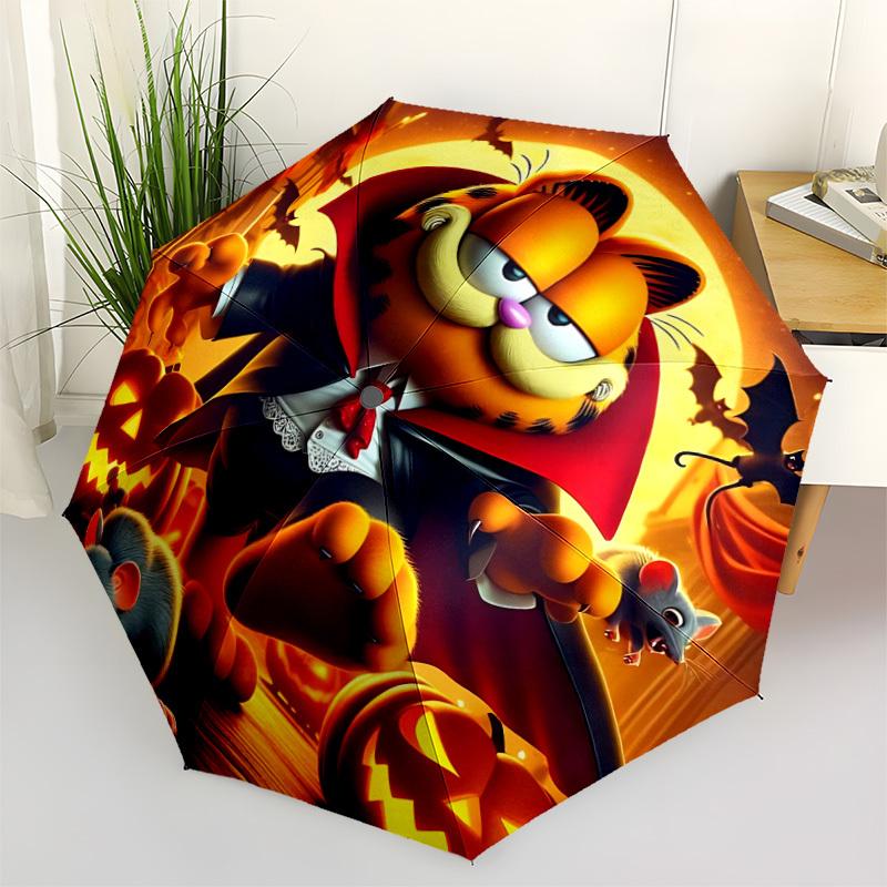 

1pc Garfield Vampire Automatic Open/Close Umbrella - Compact Travel Umbrella with 8-Rib Durable Frame, Lightweight & Portable for Commuting, Fashionab