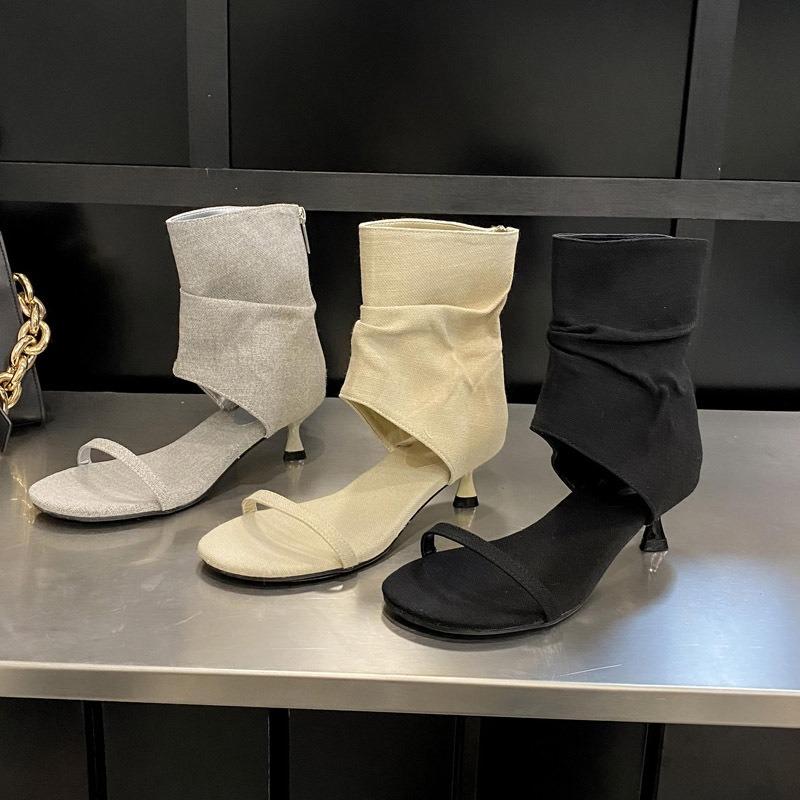 Beautiful open-toed cool boots autumn new temperament thin fashionable sexy cloth chair stiletto sandals