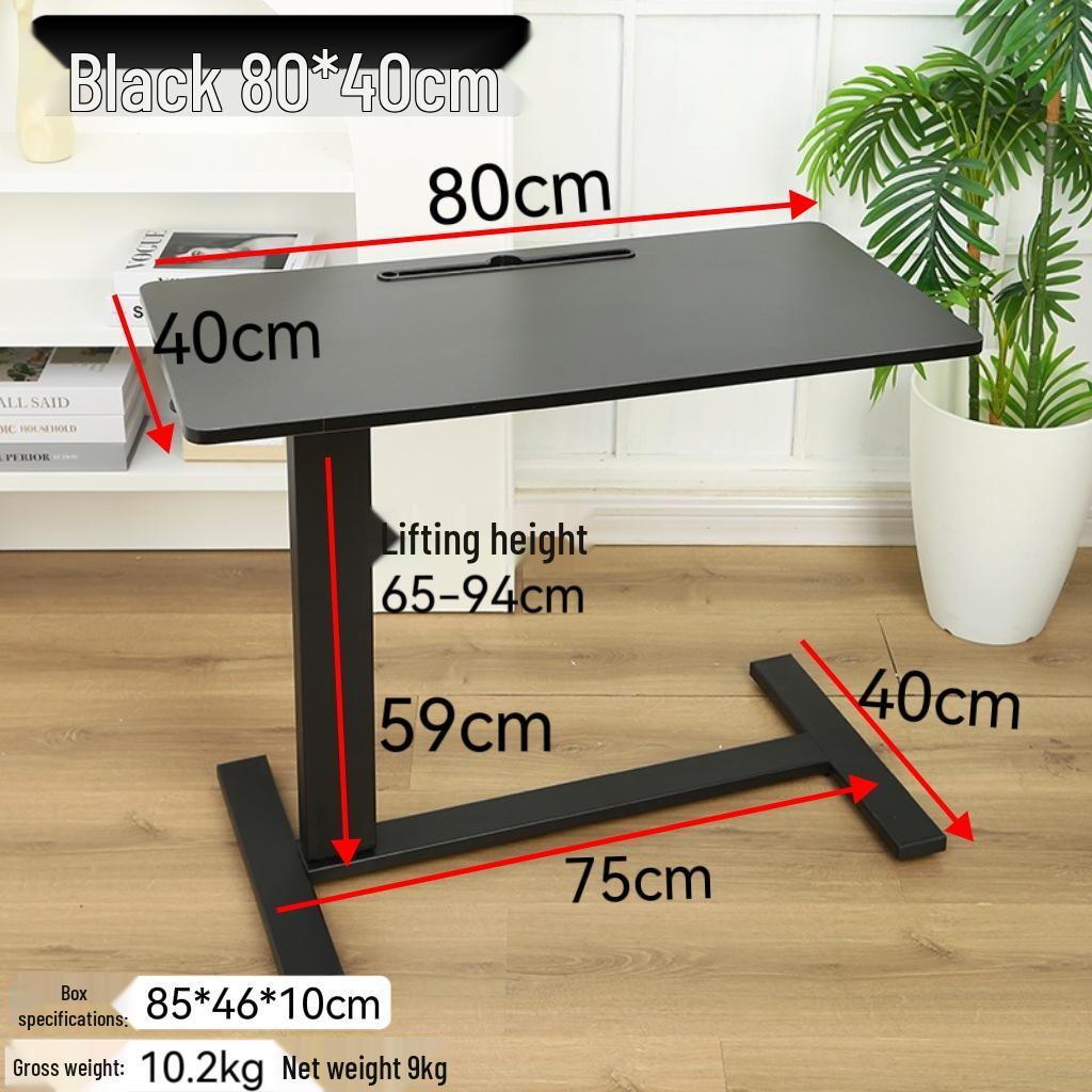 Adjustable Double-Sided Folding Bedside Table with Pneumatic Lift for Sofa or Office Use