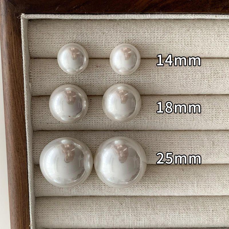 

Retro Famous! Large Semicircle Pearl Stud Earrings French Fancy Fashion Mid-Ancient Hong Kong Style Elegant Earrings 14mm semicircle pearl stud earrings