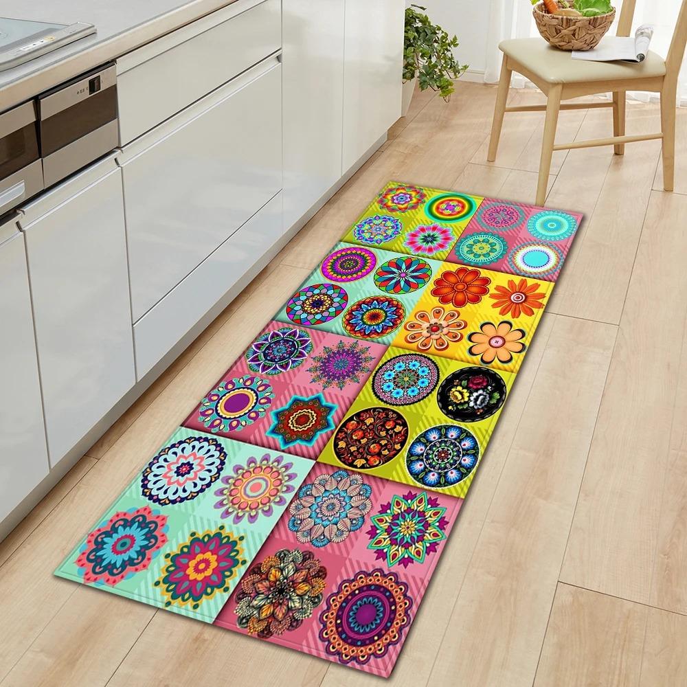 Bohemian Retro Mandala Pattern Home Kitchen Floor Mat Door Front Decoration Floor Mat