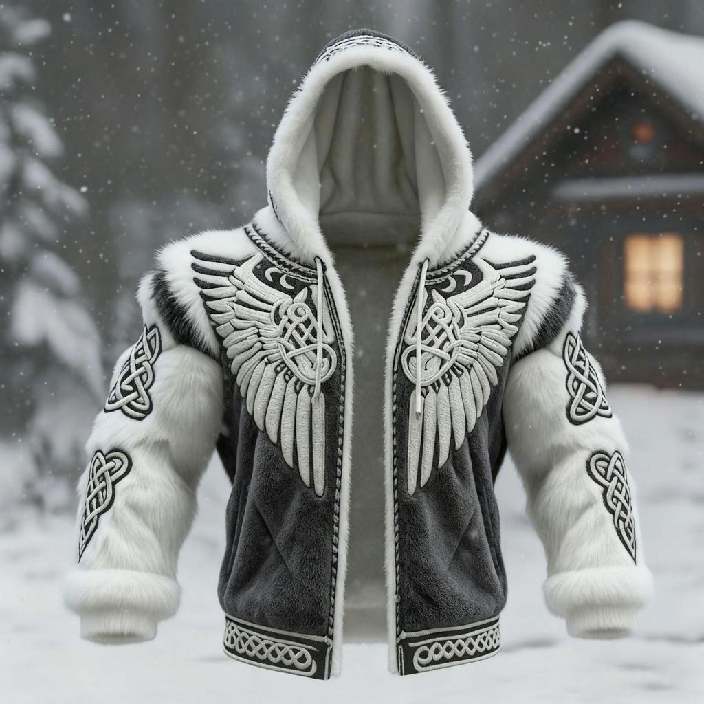 Men's 3D Print Flannel Hooded Zipper Cardigan: Winter Warm Fashion Sweatshirt