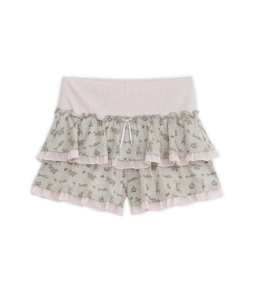 HUG YOUR SKIN Ribbon Tiered Skirt Pants (Pink)