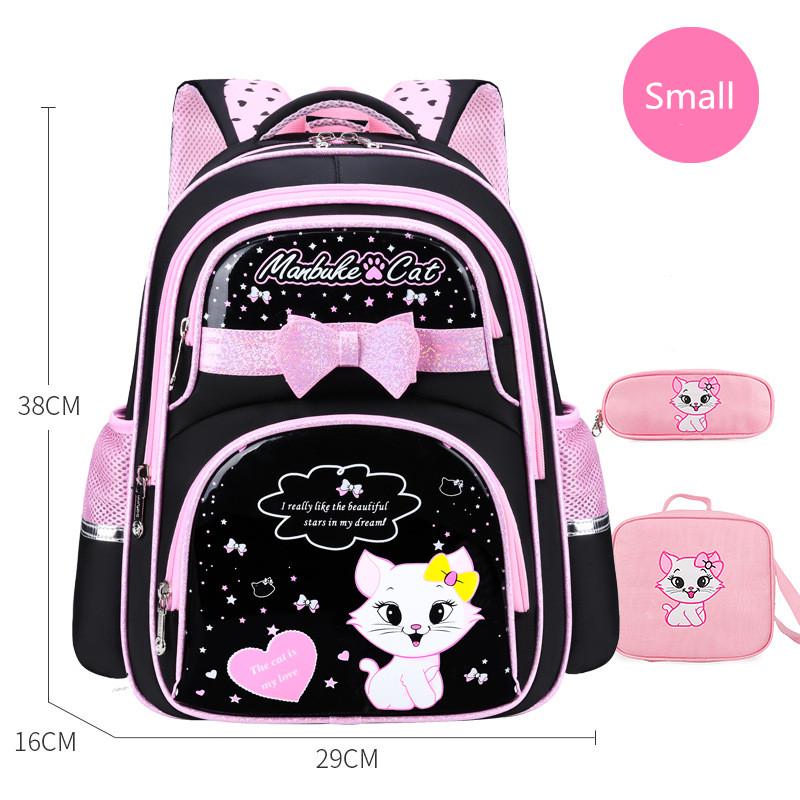 New Korean Primary PU leather School Bag 2020 Fashion Cute Girls With Cute Cat Orthopaedic Waterproof Backpack