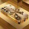 Exquisite Golden Bow Tie Phone Case S26 Ultra Case S25 Ultra Case Glass for Samsung Galaxy S26 S25 S24 S23 S22 FE Ultra Plus