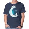 Unisex Crew Neck T-Shirt White Fox Moon Graphic Short Sleeve Casual Tee
