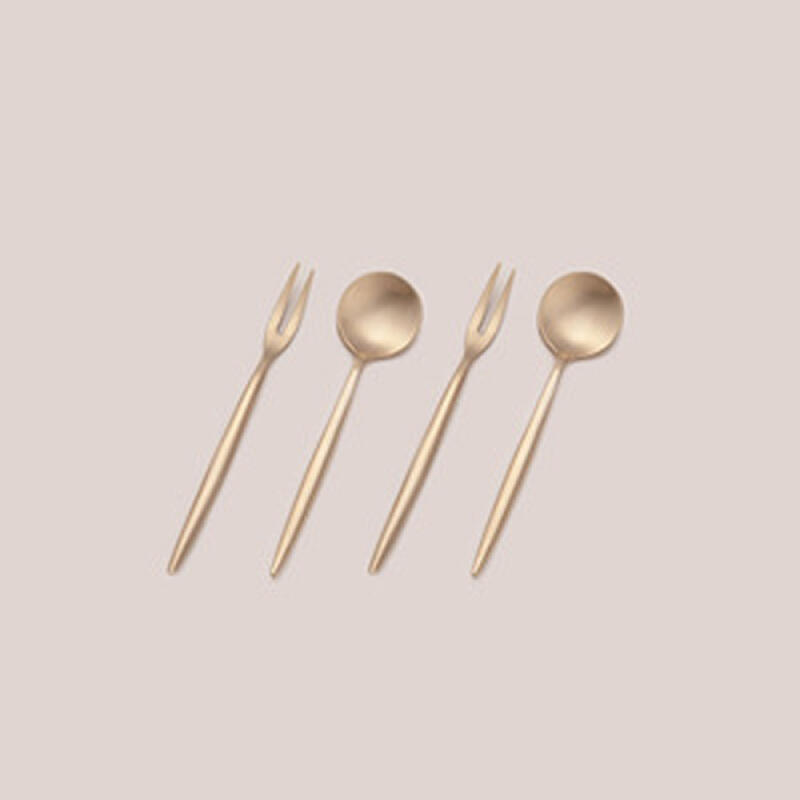 Tea fork and teaspoon set for 2