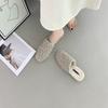 2025 new autumn and winter flat-bottomed retro bag head half slippers plush shoes cotton mop