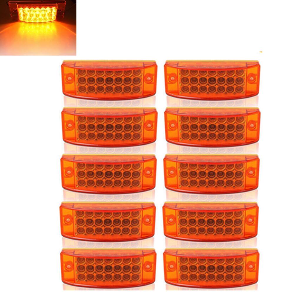 10PCS 12V-24V 21LED Side Marker Light  Flowing Taillights Clearance Light Amber Red Truck Trailer Camper LED Marker Indicator жёлтый
