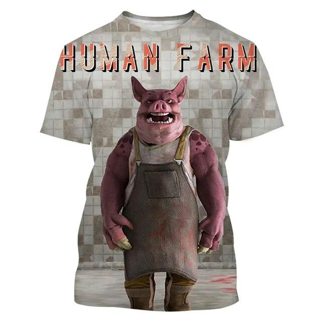 Funny Pig Tričko pre mužov 3D tlač Animal Pánske tričká Funny Short Sleeve Oversized Tops Tričko Muži Oblečenie Prasa Oblečenie