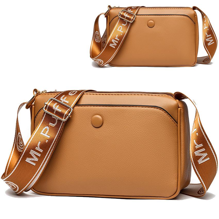 

2025 осень новая женская косая сумка большой емкости однотонный легкий широкополосный PU маленькая квадратная сумка женская