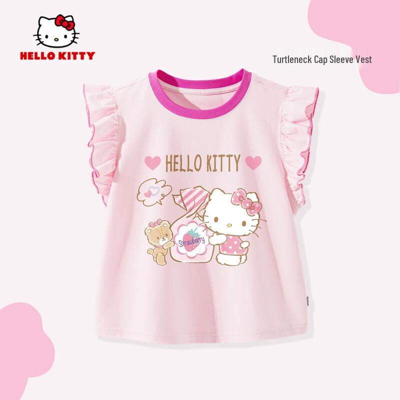 Hello Kitty Girls Flutter Sleeve Cotton T-Shirt 130